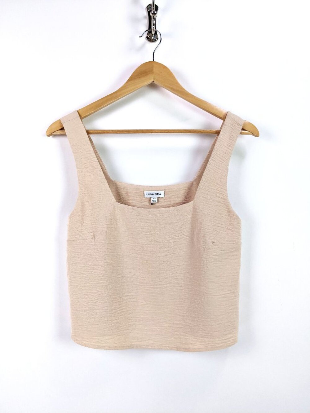 Urban Social Womens Square Neck Sleeveless Cropped Tank Top in Beige Size XS